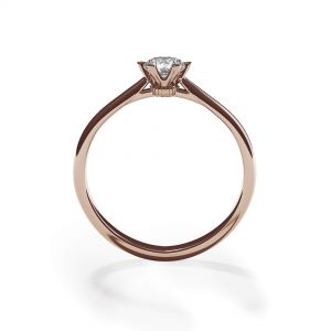 Anello di fidanzamento a 6 griffe con diamante a corona in oro rosa - Foto 1