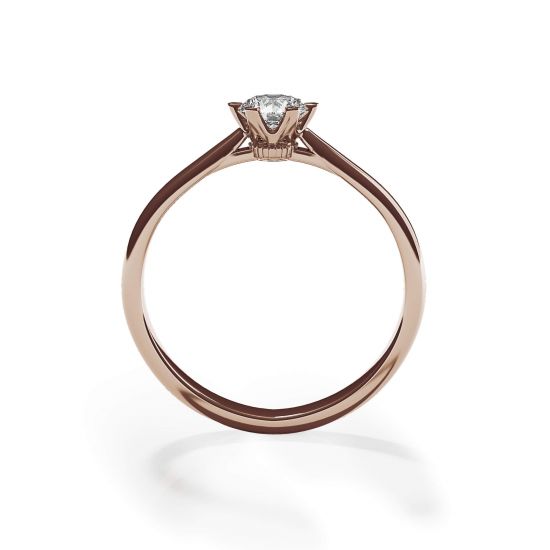 Anello di fidanzamento a 6 griffe con diamante a corona in oro rosa,  Ingrandisci immagine 2