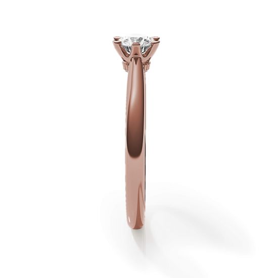 Anello di fidanzamento a 6 griffe con diamante a corona in oro rosa, More Image 1