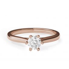 Anello di fidanzamento a 6 griffe con diamante a corona in oro rosa