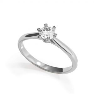 Anello di fidanzamento a 6 griffe con diamante a corona - Foto 3