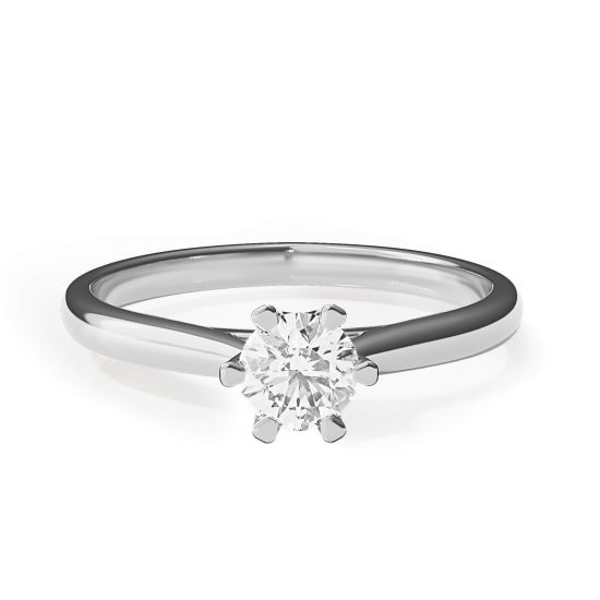 Anello di fidanzamento a 6 griffe con diamante a corona, Ingrandisci immagine 1