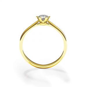 Anello di fidanzamento a 6 griffe con diamante a corona in oro giallo - Foto 1