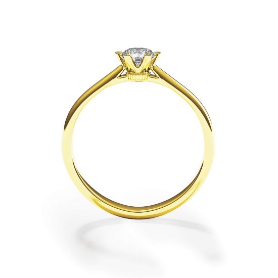 Anello di fidanzamento a 6 griffe con diamante a corona in oro giallo, More Image 0