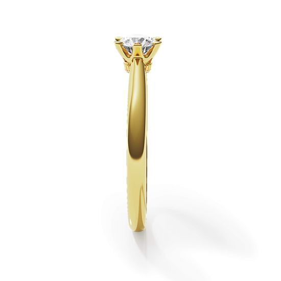 Anello di fidanzamento a 6 griffe con diamante a corona in oro giallo,  Ingrandisci immagine 3
