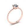 Solitario con diamante rotondo su anello con perline in oro rosa, Immagine 4