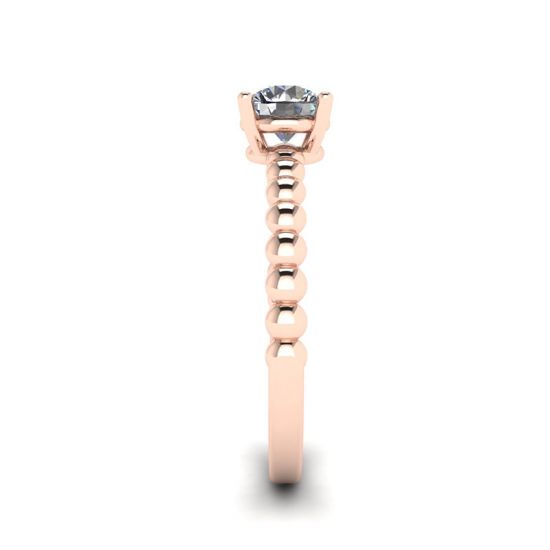 Solitario con diamante rotondo su anello con perline in oro rosa,  Ingrandisci immagine 3
