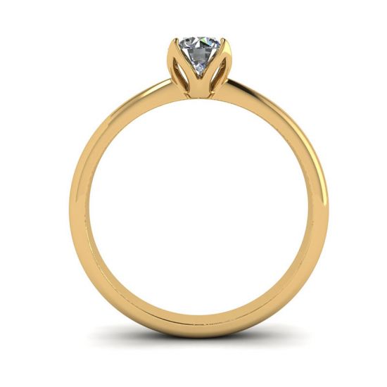 Anello incastonato a petalo con diamante tondo in oro giallo 18 carati,  Ingrandisci immagine 2