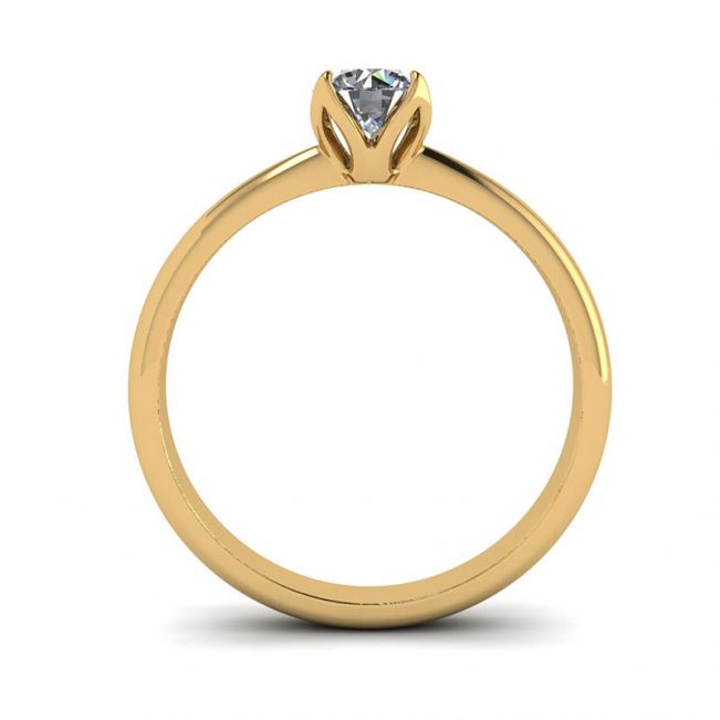 Anello incastonato a petalo con diamante tondo in oro giallo 18 carati - Foto 1