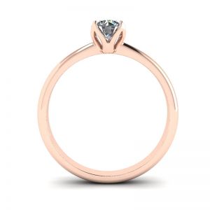 Anello incastonato a petalo con diamante tondo in oro rosa 18 carati - Foto 1