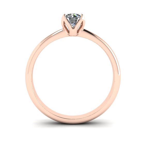 Anello incastonato a petalo con diamante tondo in oro rosa 18 carati, More Image 0