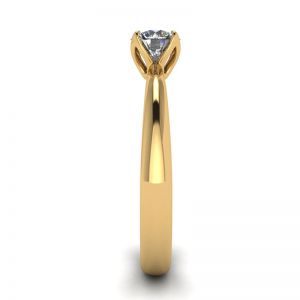 Anello incastonato a petalo con diamante tondo in oro giallo 18 carati - Foto 2