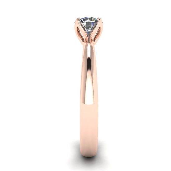 Anello incastonato a petalo con diamante tondo in oro rosa 18 carati, More Image 1