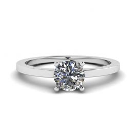 Anello semplice in oro bianco 18 carati con solitario di diamanti rotondi