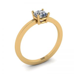 Anello semplice in oro giallo 18 carati con solitario di diamanti rotondi - Foto 3