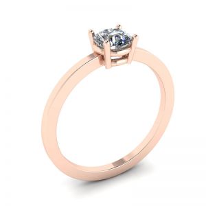 Anello semplice in oro rosa 18 carati con solitario con diamante rotondo - Foto 3