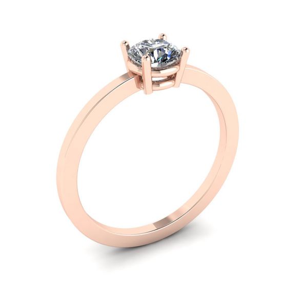 Anello semplice in oro rosa 18 carati con solitario con diamante rotondo,  Ingrandisci immagine 4