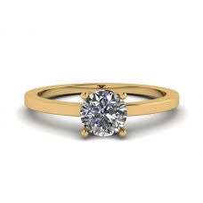 Anello semplice in oro giallo 18 carati con solitario di diamanti rotondi