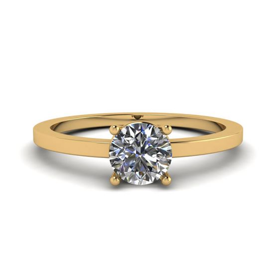 Anello semplice in oro giallo 18 carati con solitario di diamanti rotondi, Immagine 1