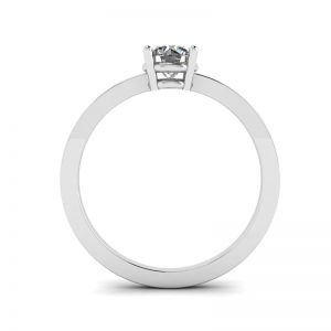 Anello semplice in oro bianco 18 carati con solitario di diamanti rotondi - Foto 1