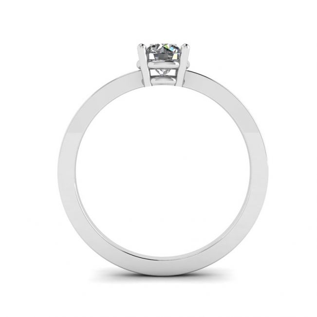Anello semplice in oro bianco 18 carati con solitario di diamanti rotondi - Foto 1
