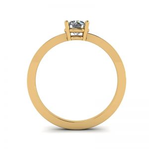 Anello semplice in oro giallo 18 carati con solitario di diamanti rotondi - Foto 1