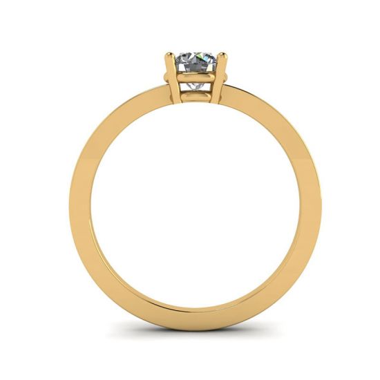 Anello semplice in oro giallo 18 carati con solitario di diamanti rotondi, More Image 0