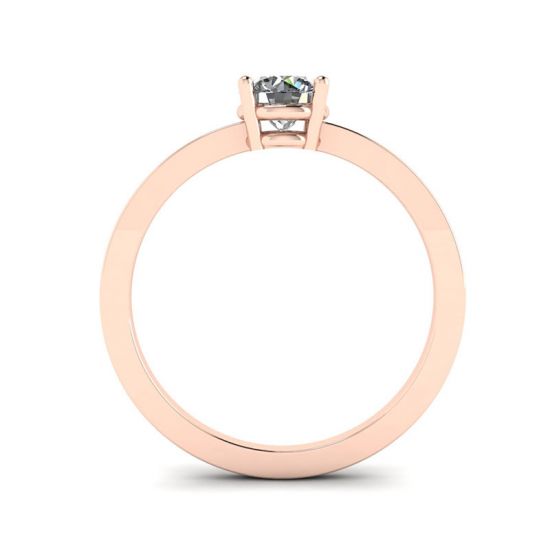 Anello semplice in oro rosa 18 carati con solitario con diamante rotondo, More Image 0