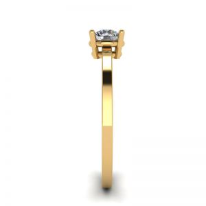 Anello semplice in oro giallo 18 carati con solitario di diamanti rotondi - Foto 2
