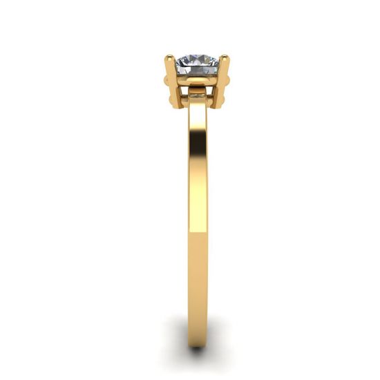 Anello semplice in oro giallo 18 carati con solitario di diamanti rotondi, More Image 1