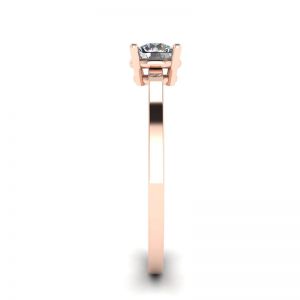 Anello semplice in oro rosa 18 carati con solitario con diamante rotondo - Foto 2