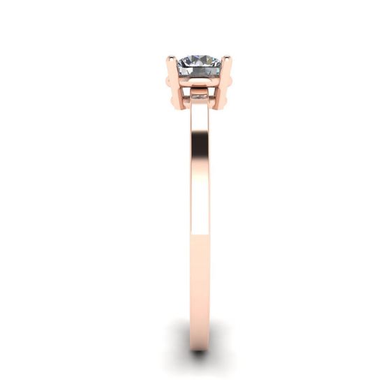 Anello semplice in oro rosa 18 carati con solitario con diamante rotondo,  Ingrandisci immagine 3