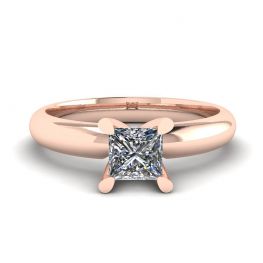 Anello in oro rosa con diamante taglio Princess