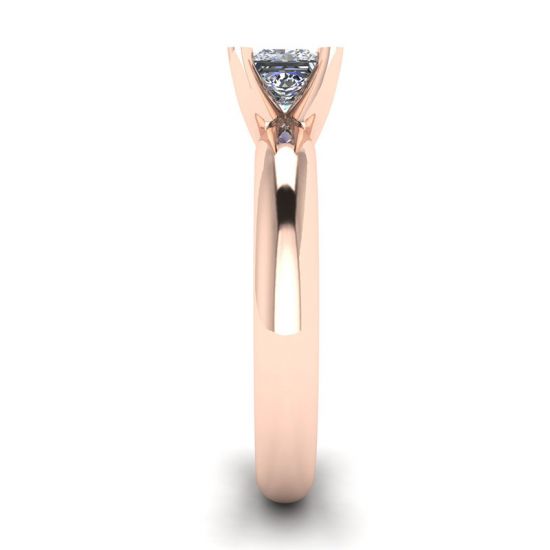 Anello in oro rosa con diamante taglio Princess,  Ingrandisci immagine 3