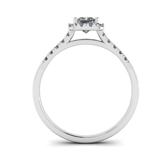 Anello con diamante a taglio principessa Halo,  Ingrandisci immagine 4