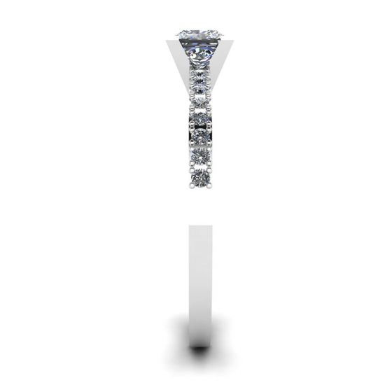 Anello con diamante taglio Princess a V con pavé laterale,  Ingrandisci immagine 3