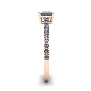 Anello con diamanti taglio Princess e pavé laterale in oro rosa 18 carati - Foto 2