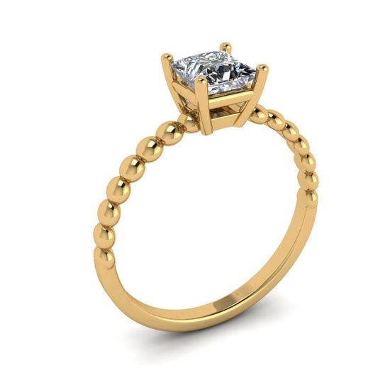 Anello barbuto con diamante a taglio princess in oro giallo 18 carati,  Ingrandisci immagine 4