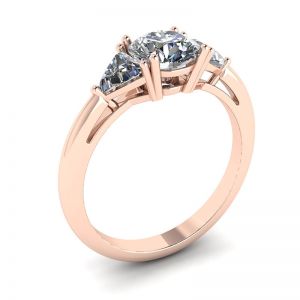Anello con tre diamanti in oro rosa 18 carati - Foto 3