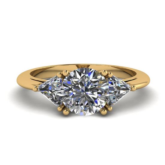 Anello con tre diamanti in oro giallo 18 carati, Immagine 1