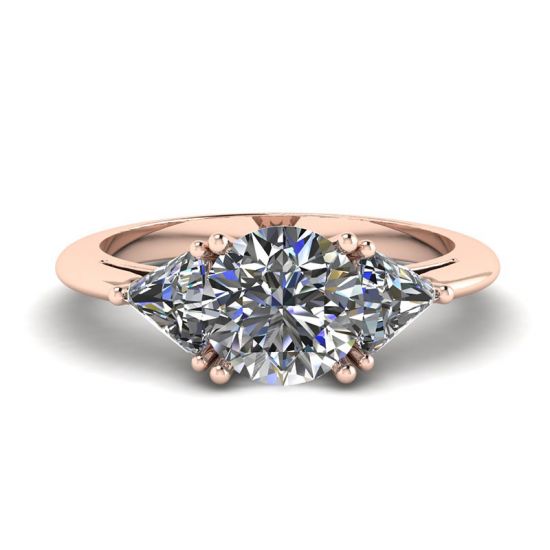 Anello con tre diamanti in oro rosa 18 carati, Ingrandisci immagine 1