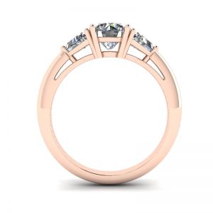 Anello con tre diamanti in oro rosa 18 carati - Foto 1