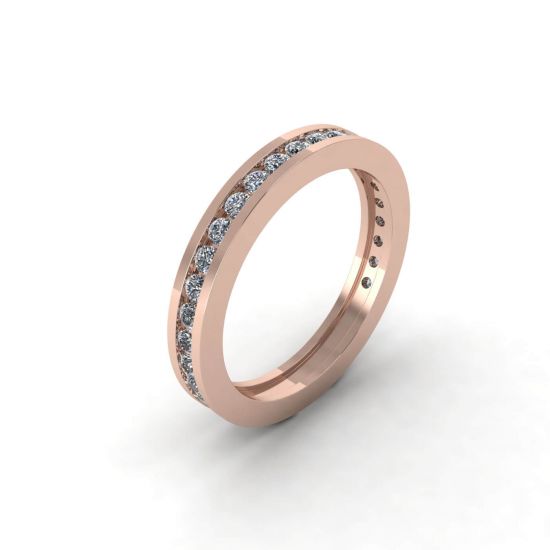 Incastonatura del canale Eternity Anello con diamanti in oro rosa, More Image 1