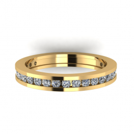 Anello incastonato a canale con diamanti Eternity in oro giallo
