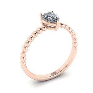Anello di fidanzamento con taglio a pera e fascia con perline in oro rosa - Foto 3