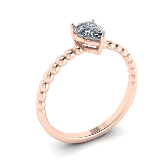 Anello di fidanzamento con taglio a pera e fascia con perline in oro rosa,  Ingrandisci immagine 4