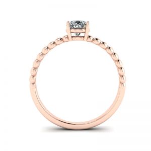 Anello di fidanzamento con taglio a pera e fascia con perline in oro rosa - Foto 1