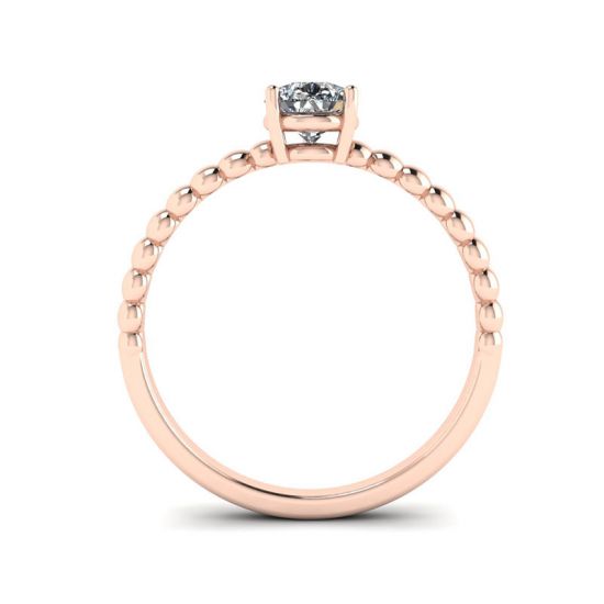 Anello di fidanzamento con taglio a pera e fascia con perline in oro rosa, More Image 0