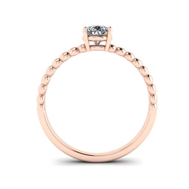 Anello di fidanzamento con taglio a pera e fascia con perline in oro rosa - Foto 1