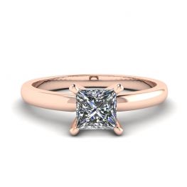 Anello misto in oro rosa e bianco con diamante Princess